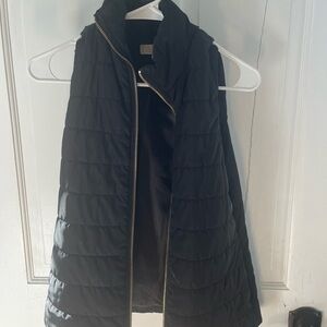 Michael Kors Black Puffer Vest with Gold Accents